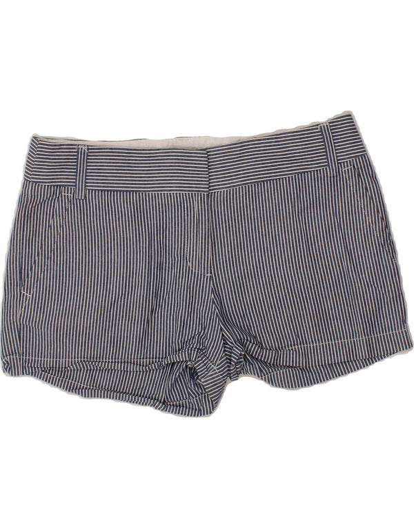 J. CREW Shorts Chino feminino US 6 médio W30 algodão listrado azul marinho