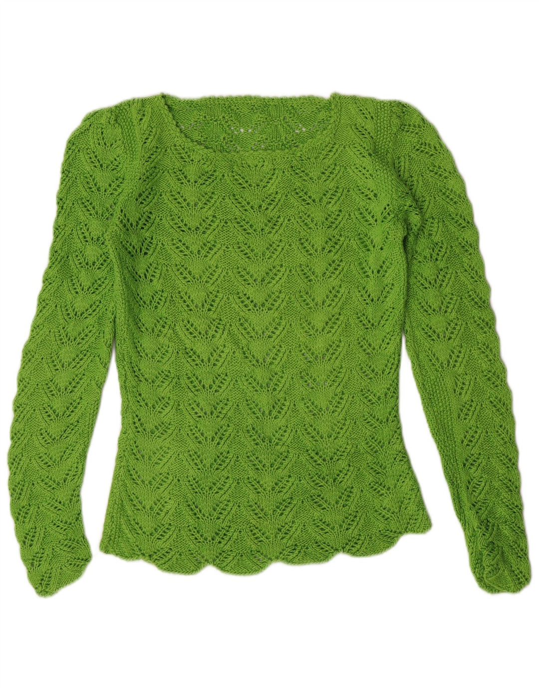 Suéter feminino VINTAGE com gola canoa Reino Unido 8 pequeno verde