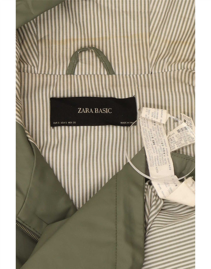 Capa de chuva com capuz feminino Zara UK 10 poliéster verde pequeno