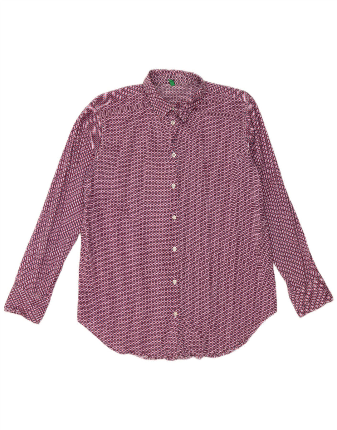 Camisa oversized feminina BENETTON UK 6 XS algodão geométrico vermelho