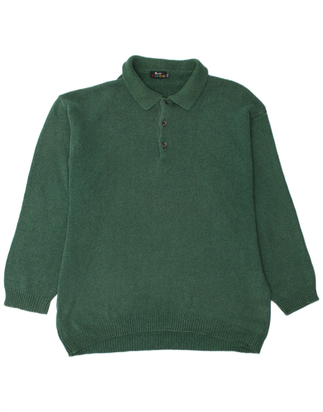 Suéter masculino BASIC com gola polo e algodão verde 2XL
