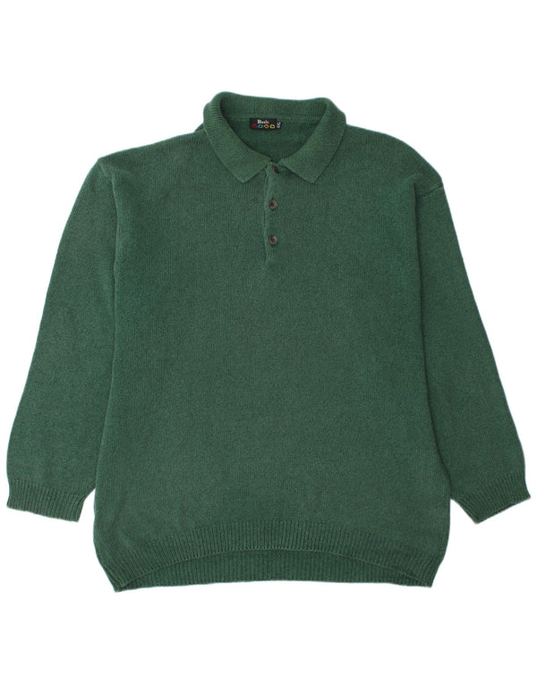 Suéter masculino BASIC com gola polo e algodão verde 2XL