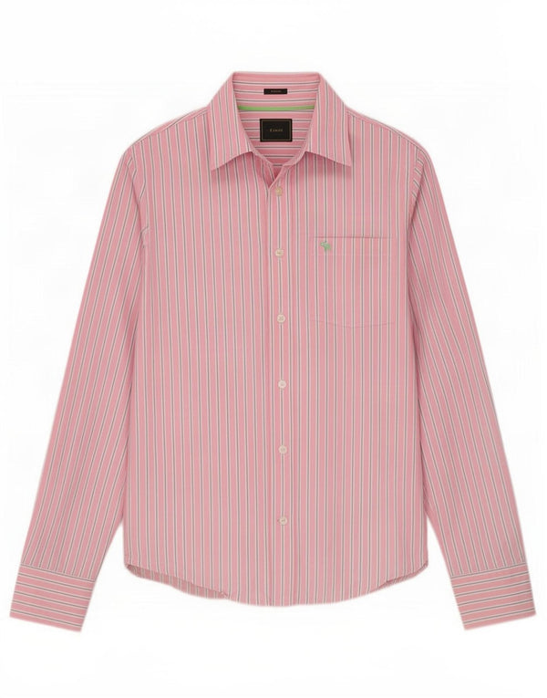 Camisa muscular masculina Abercrombie & Fitch de algodão listrado rosa médio