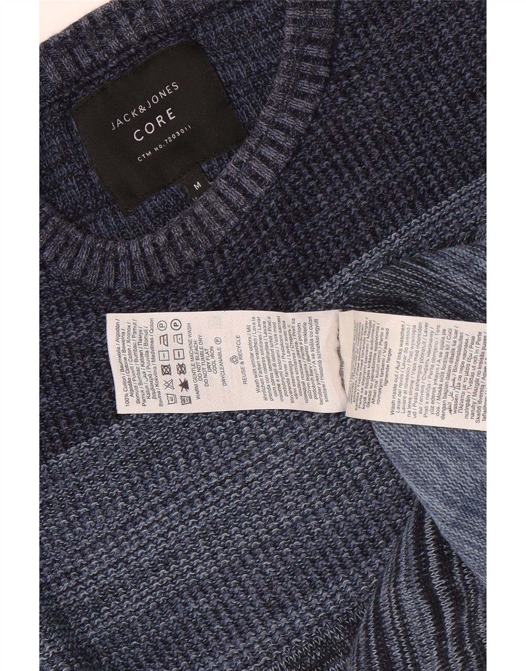 Suéter masculino Jack & Jones com gola redonda e algodão listrado azul médio