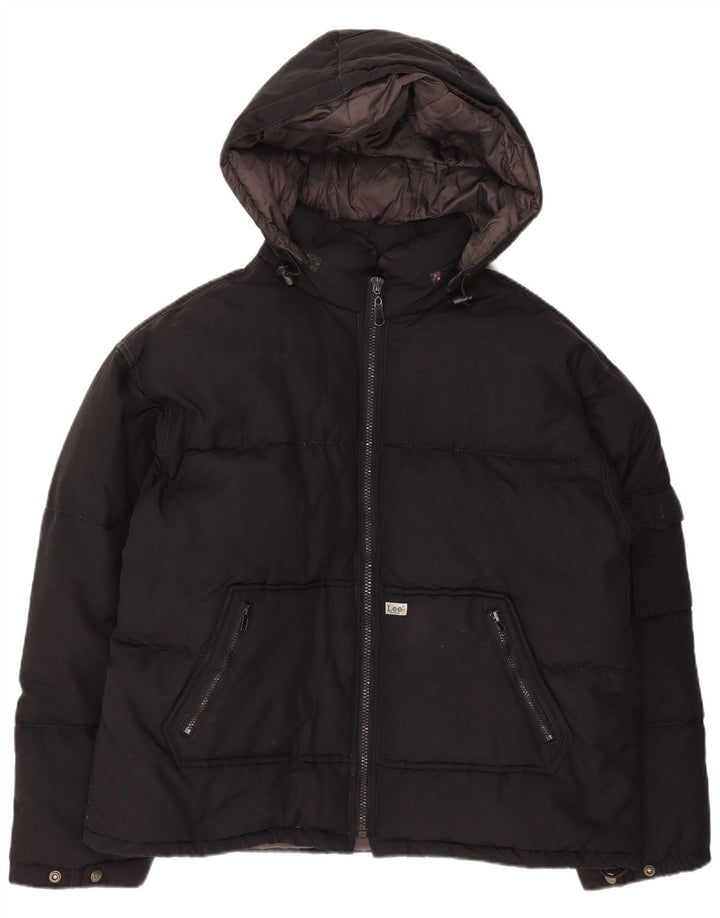 Jaqueta masculina acolchoada com capuz LEE UK 42 XL preto nylon