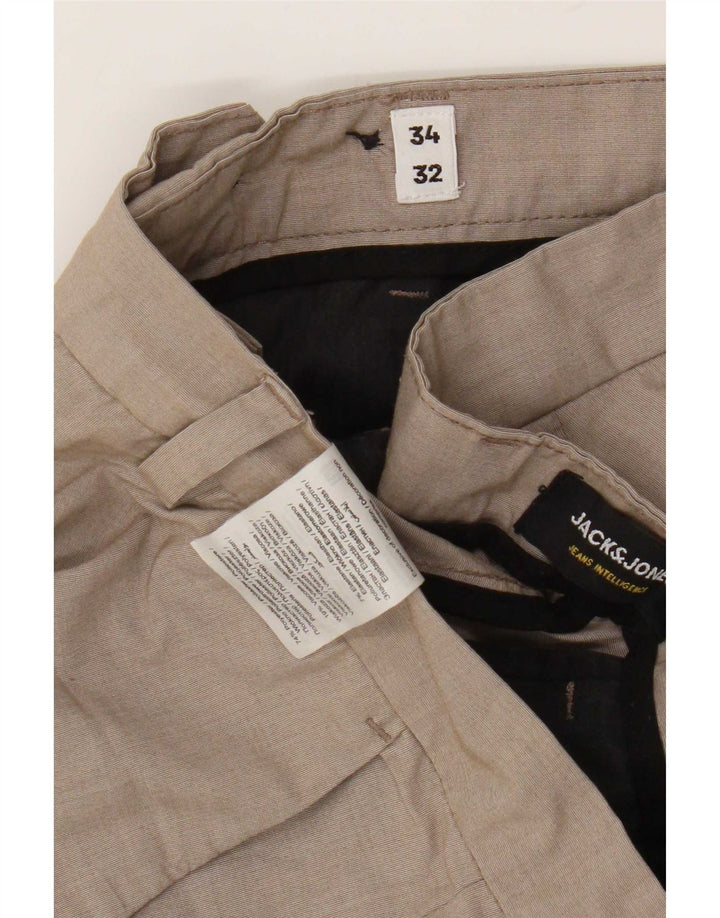 Calça Chino Cônica Masculina Jack & Jones W34 L32 Poliéster Bege