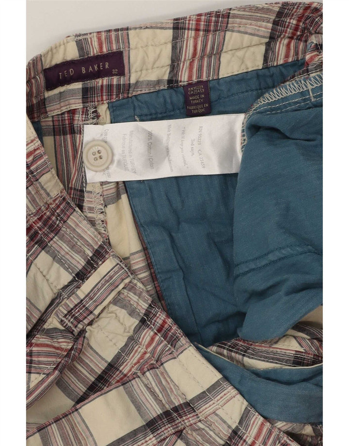 Shorts Chino masculino Ted Baker W32 algodão xadrez médio multicolorido