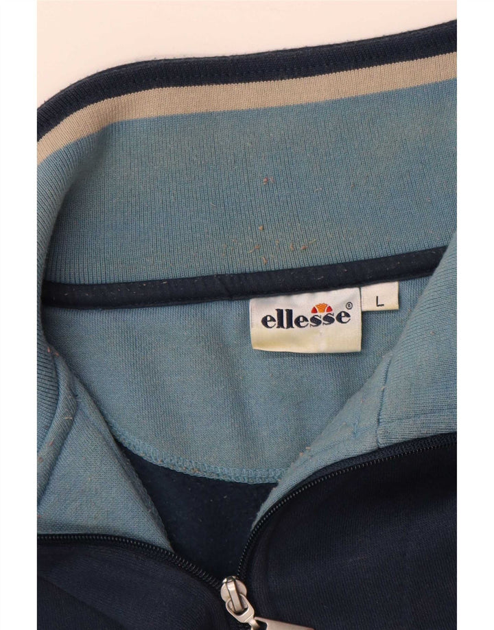Suéter masculino Ellesse com zíper e gola grande de algodão azul marinho
