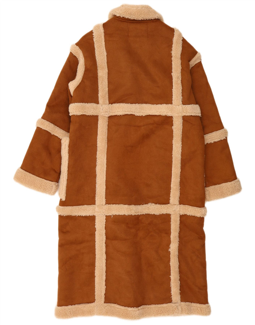 Sobretudo feminino K. ZELL de corte solto em sherpa Reino Unido 14 marrom médio geométrico