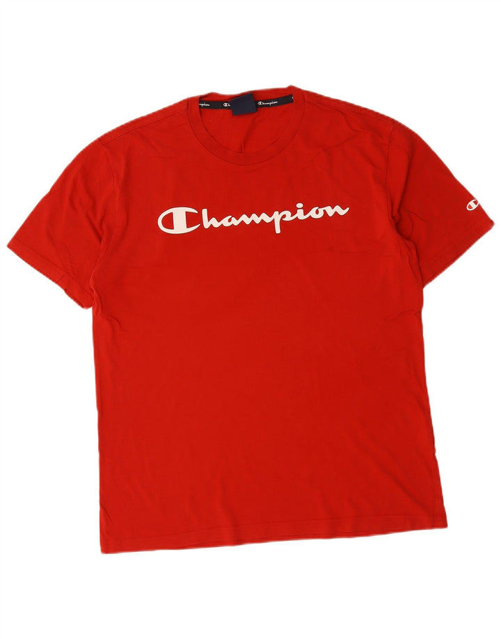 Campeão Mens Graphic T-Shirt Top Médio Algodão Vermelho