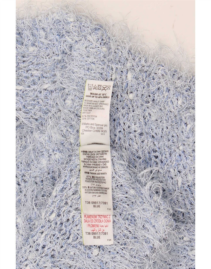 Suéter feminino Marks & Spencer com gola redonda UK 20 2XL azul poliéster