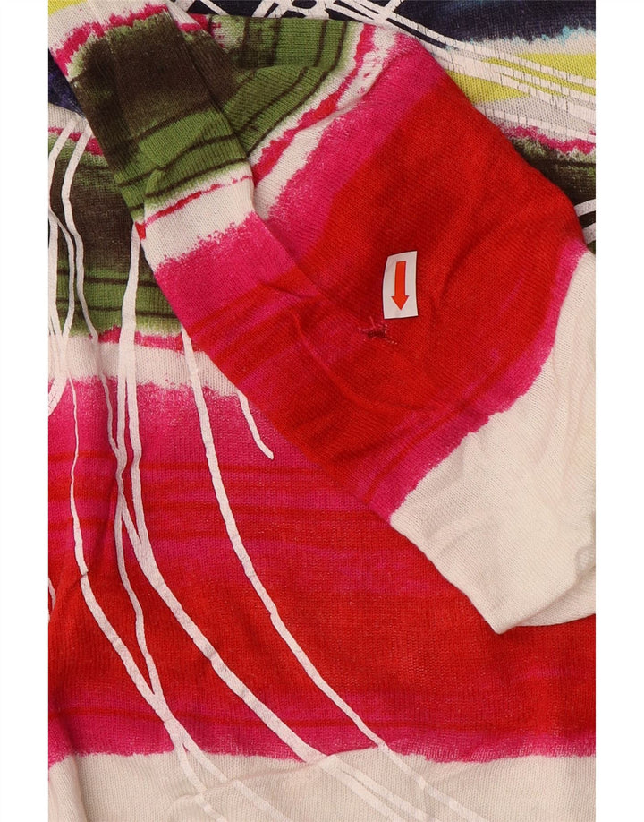 Suéter feminino Desigual com gola canoa e gola redonda UK 12 médio multicolorido