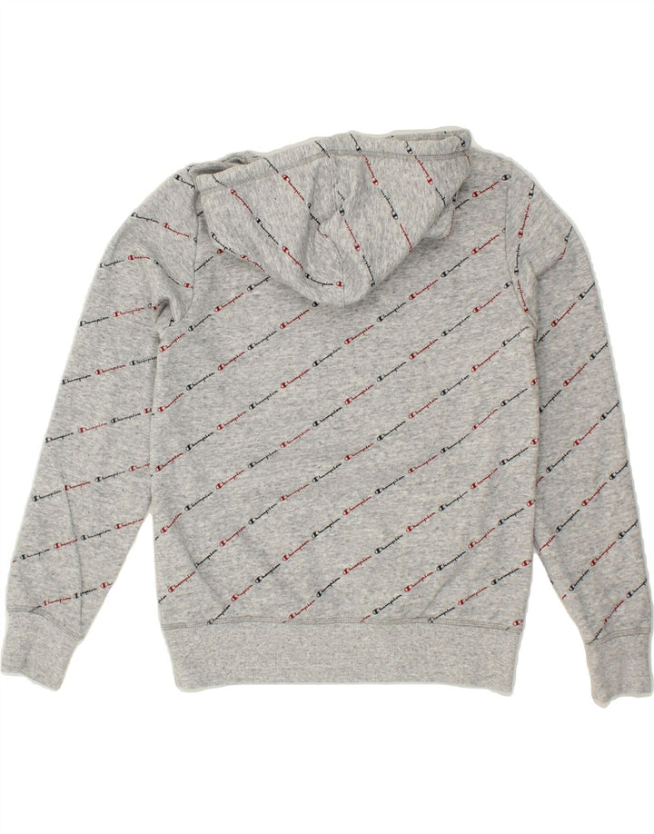 CHAMPION Womens Graphic Hoodie Jumper UK 14 Medium Grey Cotton Vintage Champion and Second-Hand Champion from Messina Hembry 