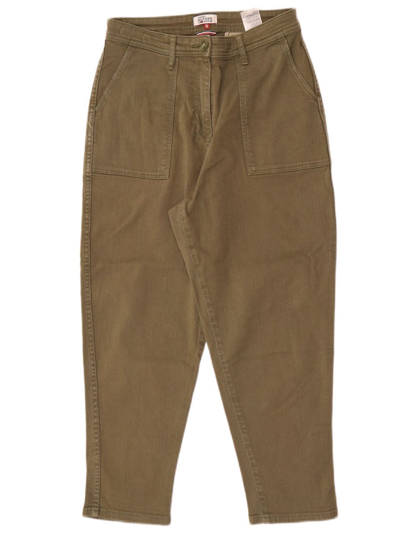 Calça feminina Tommy Hilfiger cônica cortada W26 L24 algodão cáqui