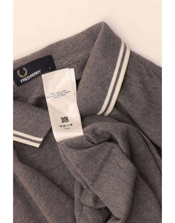 Camisa polo masculina Fred Perry grande algodão manchado cinza