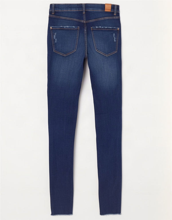 Zara Calça jeans feminina Trafaluc desgastada EU 38 pequena W28 L27 azul marinho