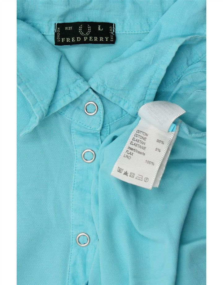 Camisa pólo feminina Fred Perry Reino Unido 14 grande algodão azul