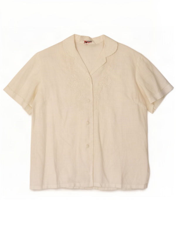 Blusa feminina vintage manga curta UE 40 médio off white floral