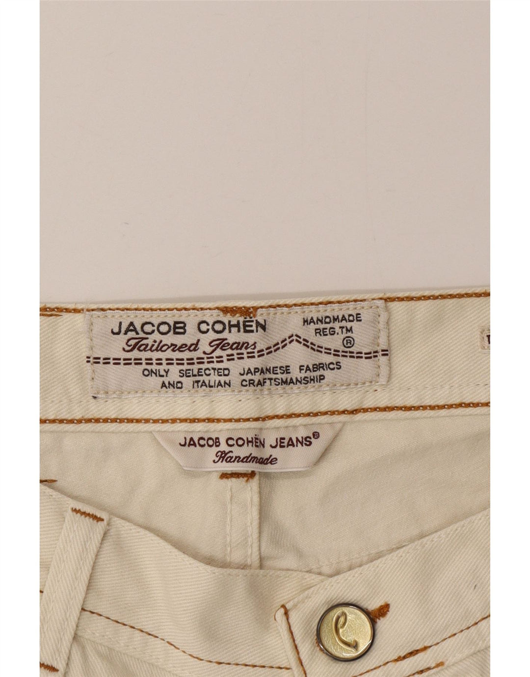 Jacob Cohen Jeans retos masculinos W35 L34 algodão bege