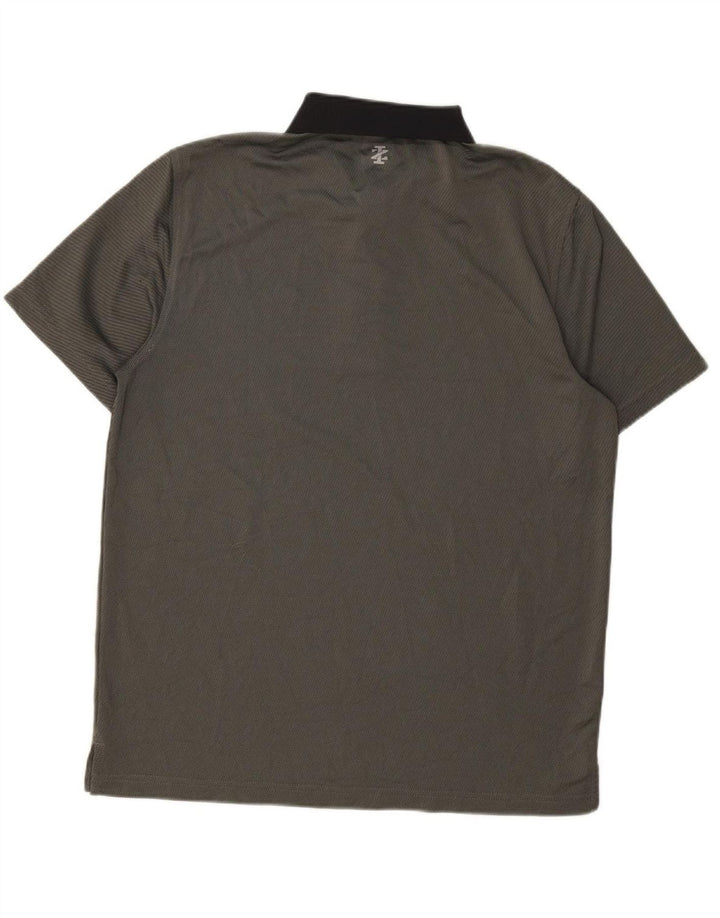 Camisa polo masculina de golfe IZOD listrada cinza médio