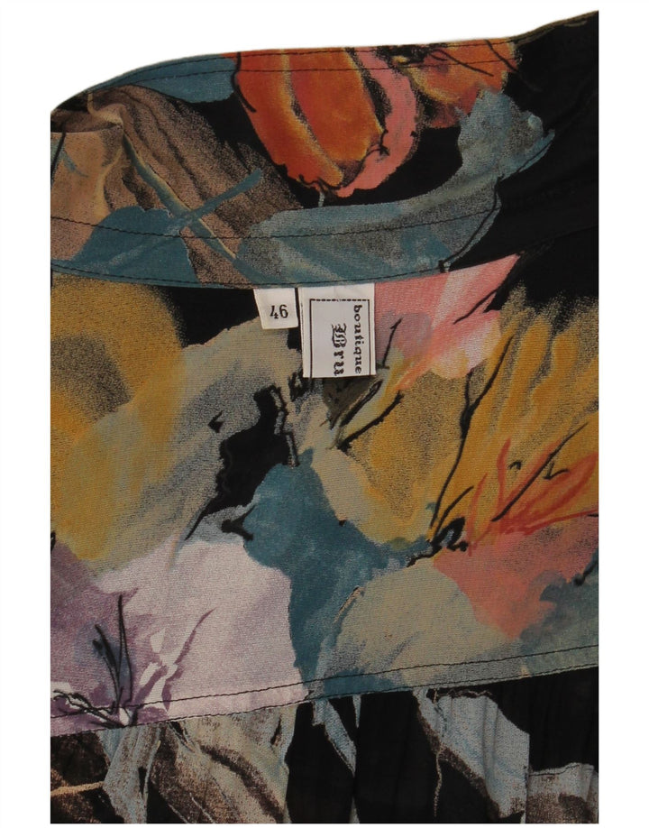 Blusa feminina VINTAGE IT 46 grande floral multicolorida