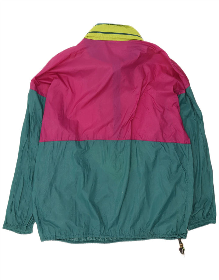 Jaqueta de chuva masculina vintage gráfica pulôver UK 42 XL verde colorblock