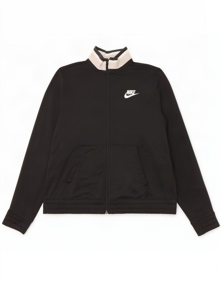 Nike Womens Tracksuit Top Jacket UK 14 Medium Black Colourblock Poliéster