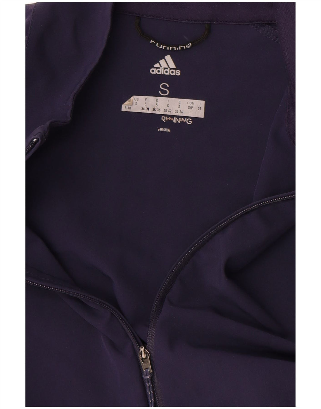 Adidas Womens Running Tracksuit Top Jacket Reino Unido 8/10 Pequeno Azul Marinho