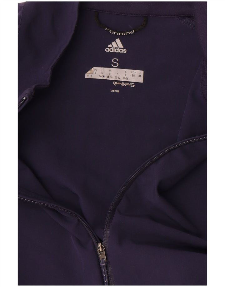 Adidas Womens Running Tracksuit Top Jacket Reino Unido 8/10 Pequeno Azul Marinho