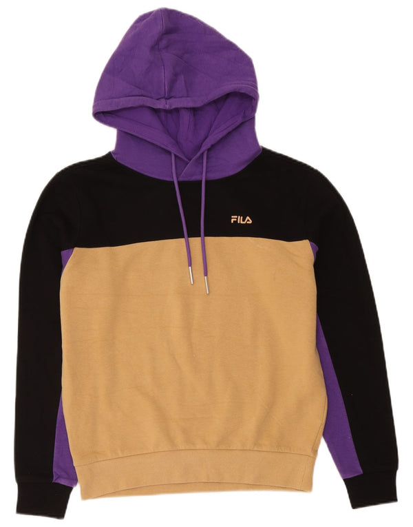 Fila feminino oversized moletom com capuz UK 10 pequeno amarelo colorblock algodão