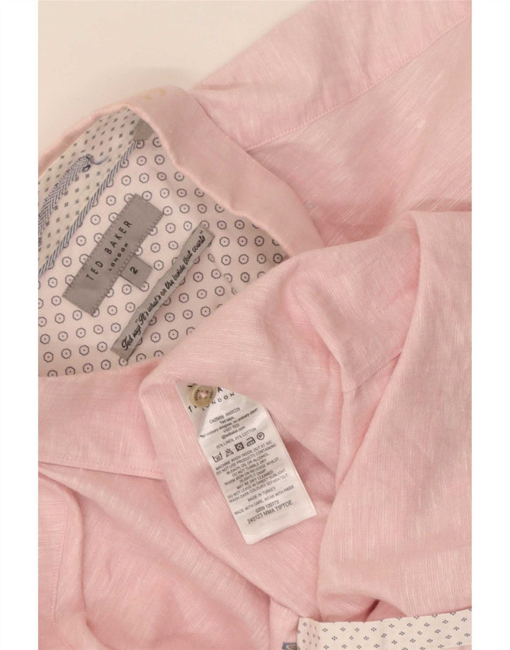Camisa masculina Ted Baker tamanho 2 linho rosa pequeno