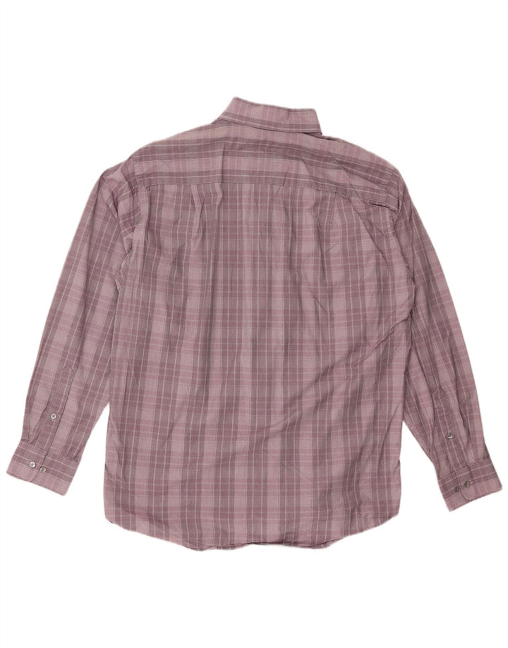 CALVIN KLEIN Camisa masculina de ajuste regular tamanho 16 grande algodão xadrez roxo