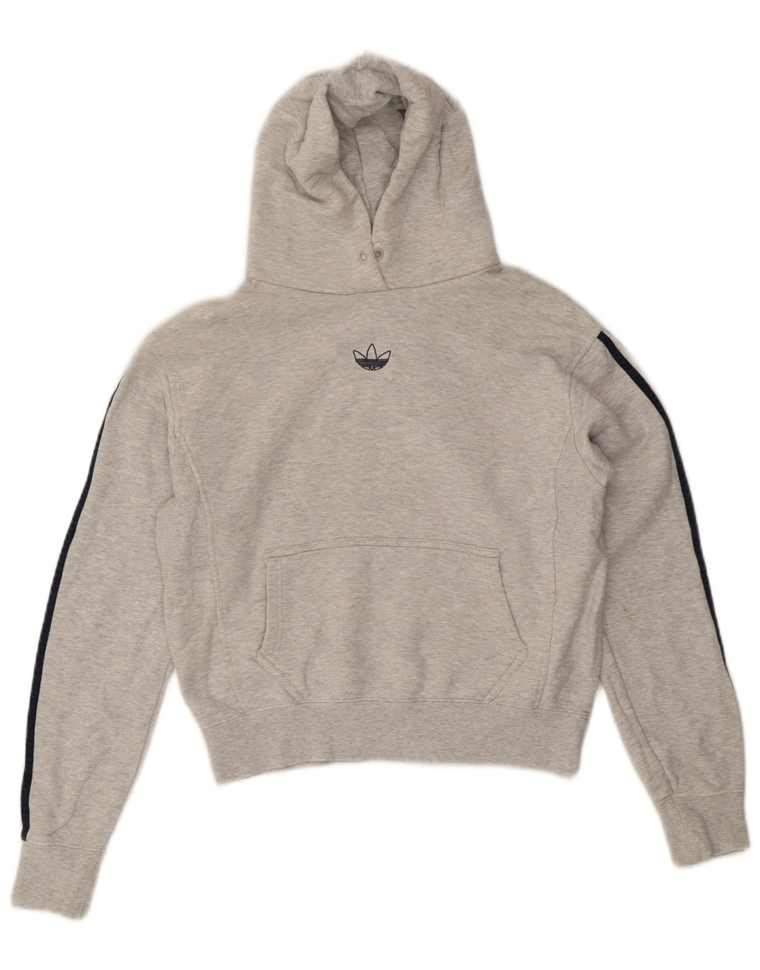 Adidas Womens Crop Hoodie Jumper UK 14 Médio Cinza Algodão