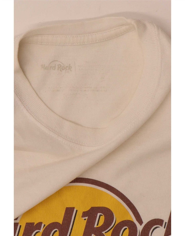 Camiseta masculina Hard Rock Cafe Paris Graphic Top Médio Branco