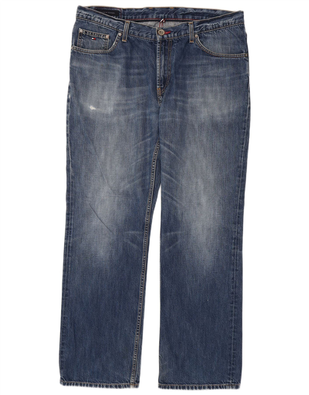 Jeans retos masculinos Tommy Hilfiger W38 L32 algodão azul