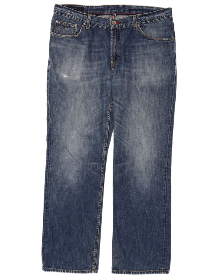 Jeans retos masculinos Tommy Hilfiger W38 L32 algodão azul
