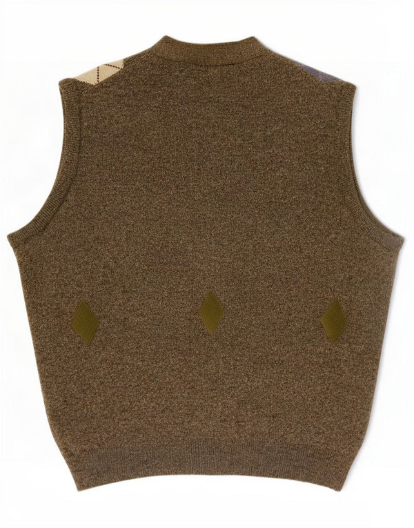 Suéter cardigã masculino Kerry Classics sem mangas XL cáqui Argyle/Diamante
