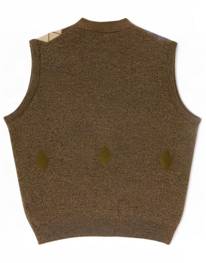 Suéter cardigã masculino Kerry Classics sem mangas XL cáqui Argyle/Diamante