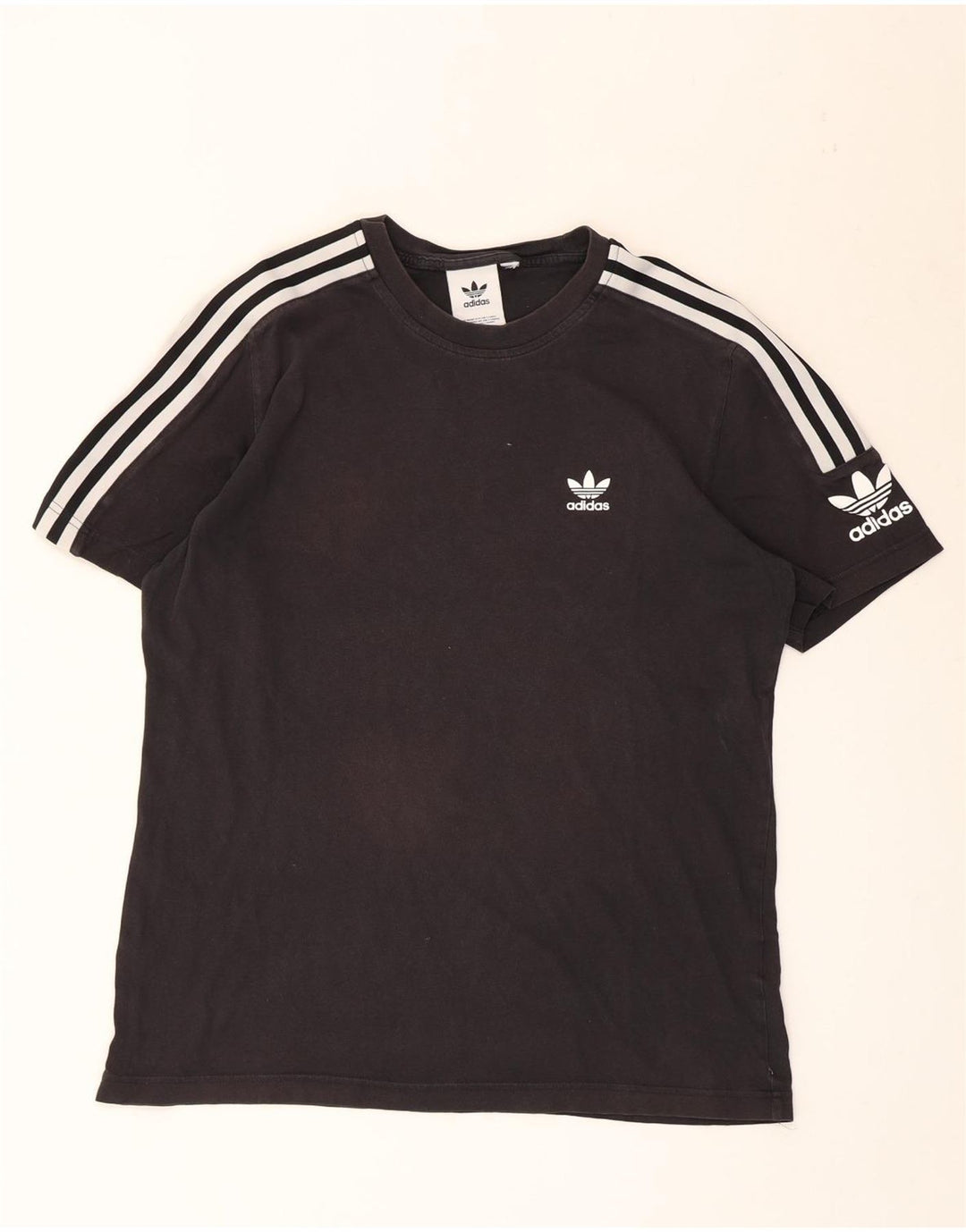 Adidas Mens Camiseta Top Médio Algodão Preto