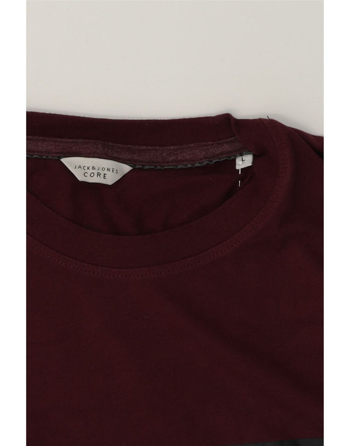 JACK & JONES Mens Core Graphic T-Shirt Top Large Maroon Cotton Vintage Jack & Jones and Second-Hand Jack & Jones from Messina Hembry 