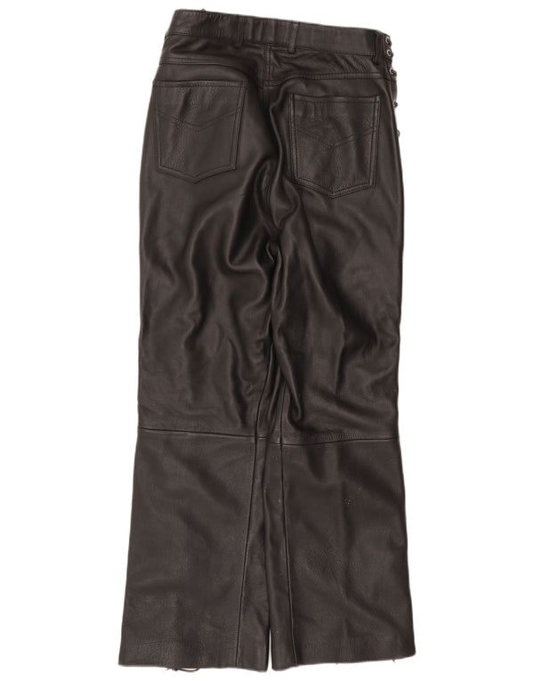 Calça feminina de couro reto Highway 1 IT 48 XL W36 L29 couro preto