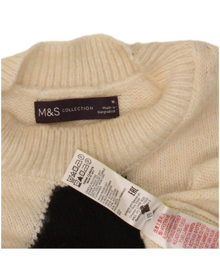 Suéter feminino Marks & Spencer com gola redonda Reino Unido 14 médio branco