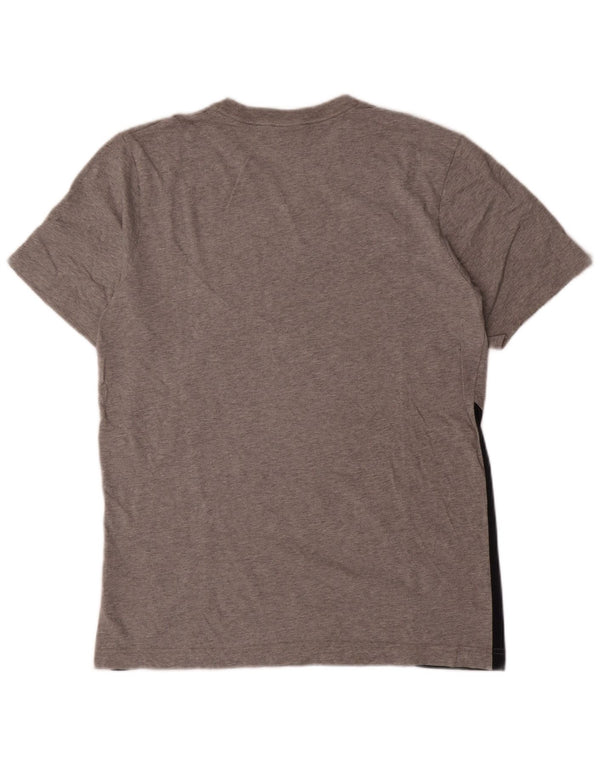Camiseta masculina Nike de manga curta com estampa gráfica cinza médio colorblock esportivo