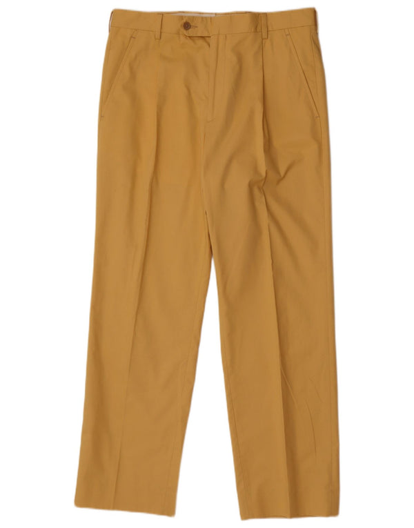 Calça Chino Reta Masculina Vintage IT 48 Médio W32 L30 Algodão Amarelo