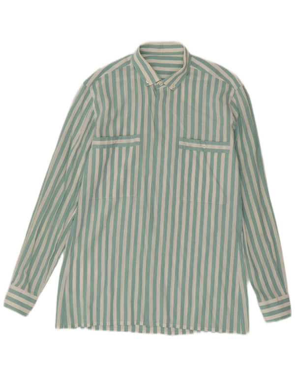 Camisa masculina vintage listrada verde média