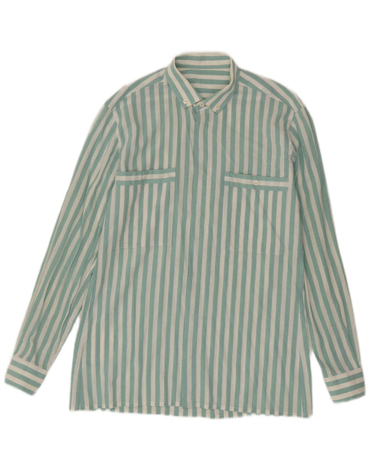 Camisa masculina vintage listrada verde média