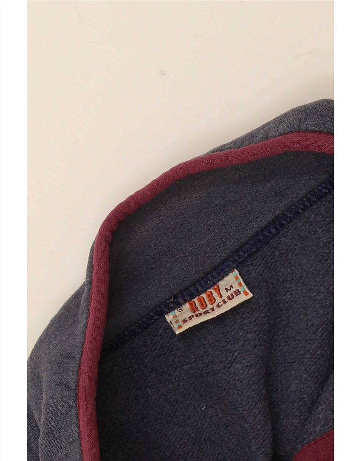 Roby moletom masculino com gola e botão, moletom médio azul marinho, algodão colorblock