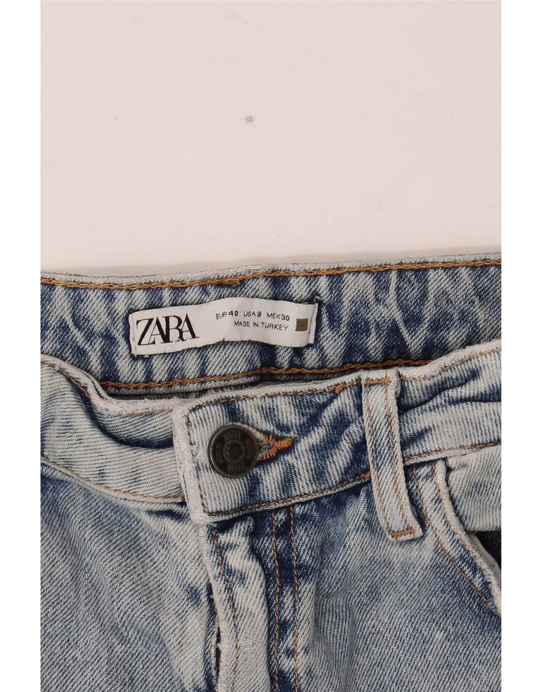 Zara Jeans femininos desgastados com bootcut EU 40 médio W30 L34 azul