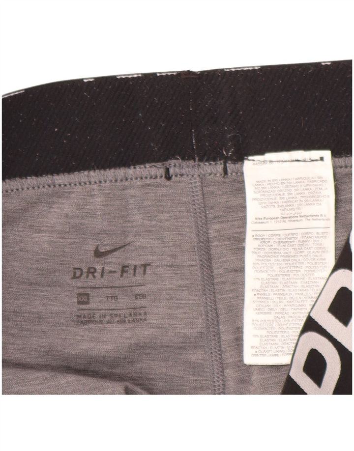 Leggings capri femininas NIKE Dri Fit Graphic UK 20 2XL cinza colorblock