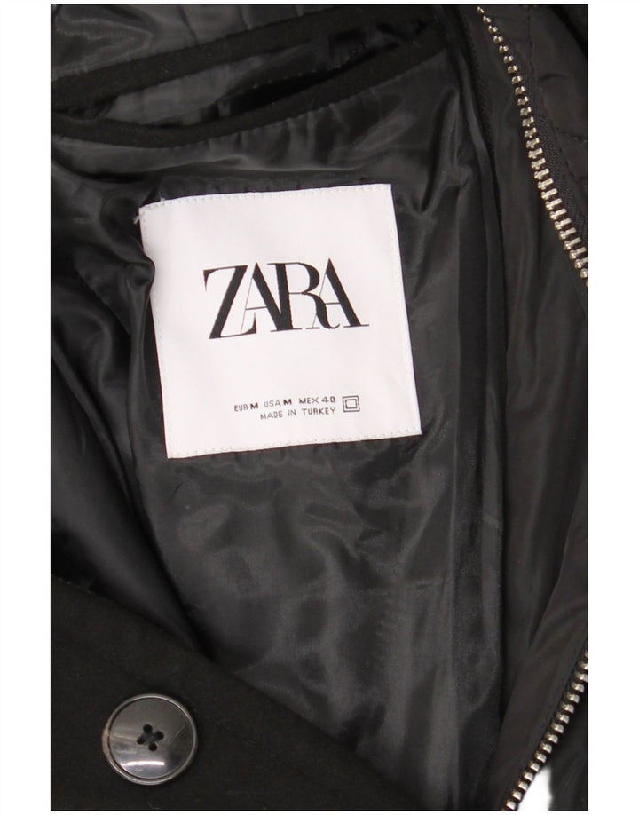 Sobretudo masculino Zara UK 38 poliéster preto médio